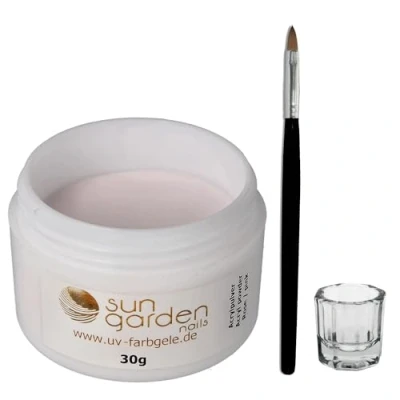 Abbildung von Sun Garden Nails Acryl Pulver rose 30g+Acrylpinsel+Dappen Dish Glas