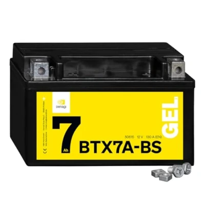 Abbildung von Denagi 50615 GEL BTX7A BS Motorradbatterie 12V 7Ah, Ersetzt YTX7A BS, wartungsfrei versiegelt vorgeladen