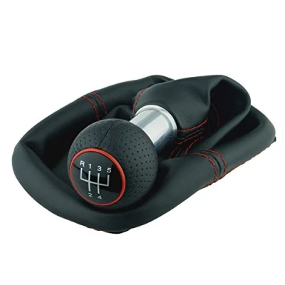 Abbildung von L &amp; P Car Design L&amp;P A252 9 Schaltsack Schaltmanschette Schwarz Naht Rot Schaltknauf 5 Gang 23mm kompatibel mit VW Golf 4 IV Rahmen Knauf Plug Play Ersatzteil für 1J0711113
