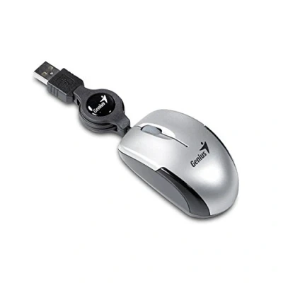 Abbildung von Genius Micro Traveller Laptop Optical Mouse with Scroll Wheel USB 1200 DPI 3 Buttons Rollable Cable 74 mm Silver