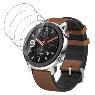 Abbildung von FWang [4 Stück] Temperglas Schutzfolie für Amazfit GTR 47mm,9H Härte,kratzfest,blasenfrei,HD Displayschutzfolie