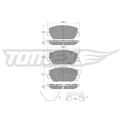 Abbildung von TOMEX brakes TX 19 60 Bremsbelagsatz Vorderachse mit akustischer Verschleißwarnung Zubehör HYUNDAI: i30 III Schrägheck, Fastback, Kona SUV