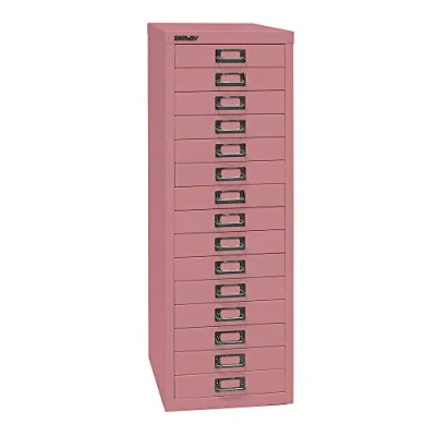 Abbildung von BISLEY MultiDrawer, 39er Serie, DIN A4, 15 Schubladen, Metall, 601 Pink, 38 x 27.9 86 cm