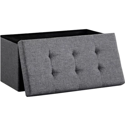 Abbildung von Zedelmaier Sitzbank mit Stauraum Polsterbank Sitzhocker Sitztruhe belastbar bis 300 kg 76 x 38 cm(Leinen Dunkelgrau)