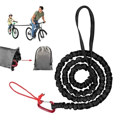 Abbildung von Abschleppseil Fahrrad Kinder Tow Rope für Abschleppgurt Elastisch Bungee, Eltern Zugseil Schwarz Bike Traktionsseil, Tragfähigkeit 500 lbs