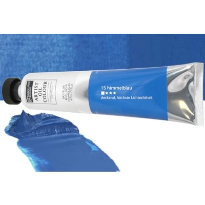 Abbildung von Artist Ölfarbe, 200ml Großtuben in 30 Farben, feine Künstlerqualität Ölfarben (15 himmelblau)