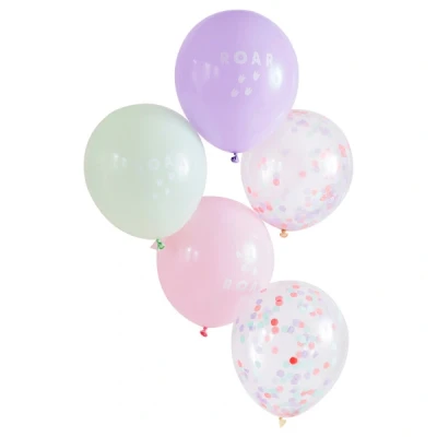 Abbildung von Dinosaurier rosa Luftballons 30cm 5 Stück