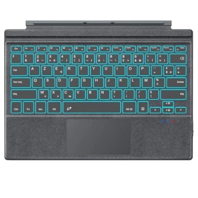 Abbildung von MoKo Französische Tastatur Kompatibel mit Microsoft Surface Pro 7 Plus/Pro 7/Pro 6/Pro 5/Pro 4/Pro 3, AZERTY Layout Bluetooth Trackpad, Farben Hinterlicht, Wiederaufladbarer Akku