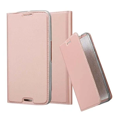 Abbildung von Cadorabo Hülle kompatibel mit Motorola Google Nexus 6 aus Kunst Leder Flip Klappbare Stoßfeste Magnetische [Standfunktion] [Kartenfächern] Cover für Tasche in Rosa