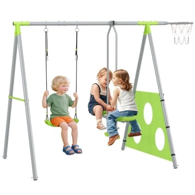 Abbildung von AIYAPLAY Schaukelgestell Outdoor Kinderschaukel für Kleinkinder von 38 Jahren, (mit Schaukelsitz, 2 Personen Gleiter, 1 tlg., bis 135 kg)