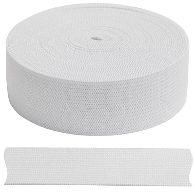Abbildung von AERZETIX C67536 Flaches geflochtenes Gummiband 5 Meter Breite 25 mm Polyester + Latex Farbe weiß
