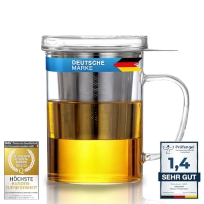Abbildung von Dimono Teeglas Teebereiter mit Sieb 450 ml, Tee Filter Tasse Deckel