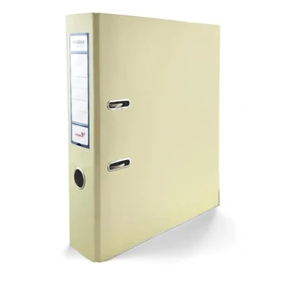 Abbildung von Netuno 1x Akten Ordner Vanille glänzend DIN A4 Ekobox Premium Edition 2 Ring Mechanik Ringorder 75 mm Kunststoff breit Büroordner Plastikordner Briefordner Ringmappe breiter Aktenordner