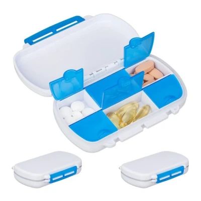 Abbildung von relaxdays Pillendose Tablettendose 6 Fächer 3er Set