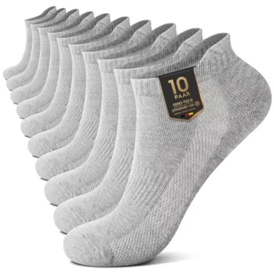 Abbildung von YouShow 10 Paar Sneaker Socken Herren Grau 43 46 Sportsocken Baumwollsocken Kurze Damen Atmungsaktiv Laufsocken Halbsocken