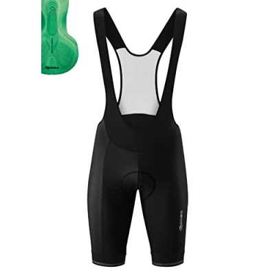 Abbildung von Gonso Sitivo Bib, Kurze Herren Träger Radhose, Mit Green Comfort Sitzpolster, Hohe Bewegungselastizität und Antirutsch Silikon Beingummi, Enganliegende Passform, Schwarz/Grün, Gr. S