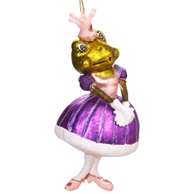 Abbildung von BRUBAKER Christbaumschmuck Mundgeblasene Weihnachtskugel Froschprinzessin, gläserner Weihnachtsschmuck aus der Märchenwelt, handbemalt 14 cm