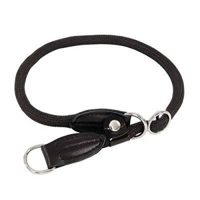 Abbildung von lionto Hunde Halsband Hundehalsband mit Zugstopp, Retrieverhalsband, Nylon, 65 cm, schwarz