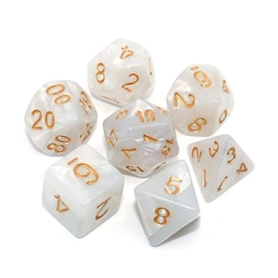 Abbildung von DND Würfel Set Pearl White Games für Dungeon and Dragons D&amp;D Pathfinder MTG Rollenspiele RPG Polyedrische