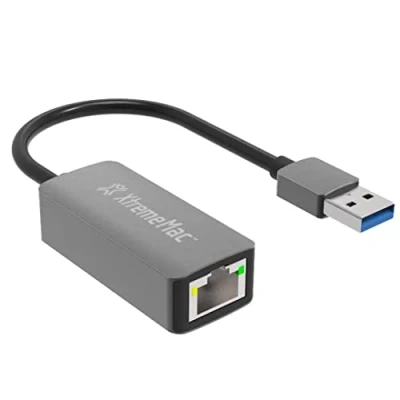 Abbildung von XtremeMac USB A zu Ethernet LAN Adapter, RJ45, Plug &amp; Play, Netzwerkadapter 10/100/1000 Mbit/s, kompatibel mit jedem Gerät, qualitatives Aluminiumgehäuse Space Grey