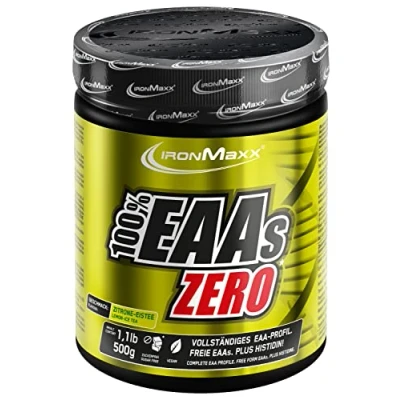 Abbildung von 100% EAAs Zero Ice Tea Lemon 500g Pulver hochdosiert, Vegan und zuckerfrei, 8 essentielle Aminosäuren zur Ergänzung deiner Sporternährung