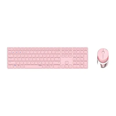 Abbildung von Rapoo 9850M Tastatur und Maus Set, kabellos flaches Aluminium Design DE Layout QWERTZ