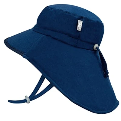 Abbildung von Jan &amp; Jul Baby Sonnenhut für Jungen, Leicht und Verstellbar (M: 6 24 Monate, Navy mit Trimmen)