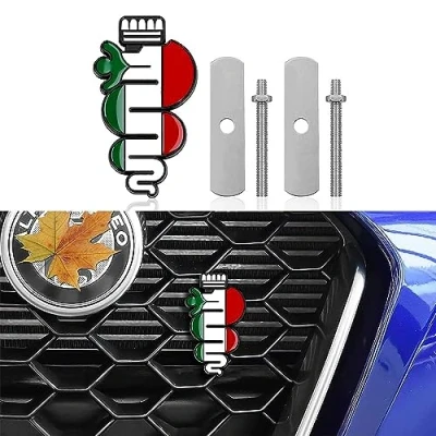 Abbildung von Auto Kühlergrill Emblem für Alfa Romeo Giulietta Giulia Mito Stelvio GT 147 156 159 166 166, dekorativer Aufkleber in Schlangenfarbe, Zubehör