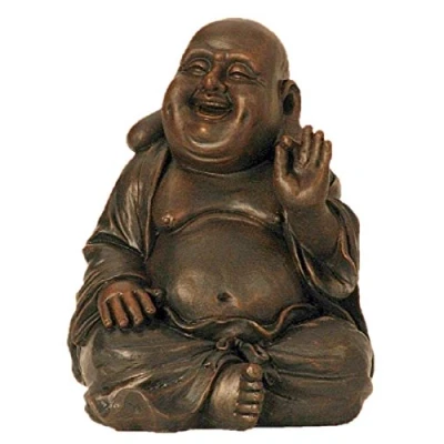Abbildung von Geschenkestadl Große Buddha Figur lacht sitzend 31cm Dunkelbraun Feng Shui Buddhismus Asia Deko