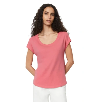 Abbildung von Marc O&#039;Polo Overcut Sleeves DEEP Round NECK Tshirt basic, Damen, Größe: XL, Melon red