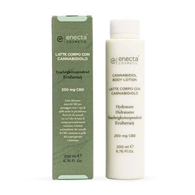 Abbildung von Enecta Körpermilch mit Hanf Extrakt 200 mg / ml. Hypoallergen. Für eine jüngere und strahlendere Haut.