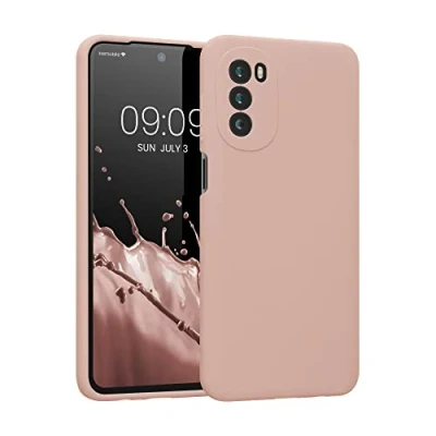 Abbildung von kwmobile Hülle kompatibel mit Motorola Moto G52 / G82 5G Silikon Handy Case Handyhülle weiche Oberfläche kabelloses Laden Altrosa