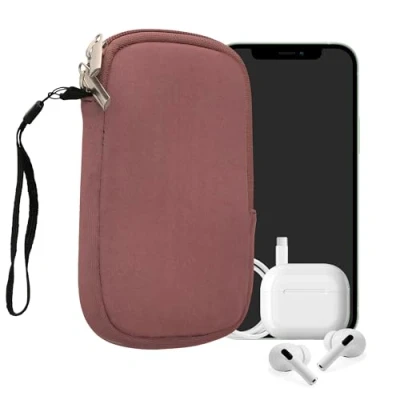 Abbildung von kwmobile Handytasche für Smartphones L 6,5&quot; Neopren Handy Hülle Dark Rose Tasche 16,5 x 8,9 cm Innenmaße