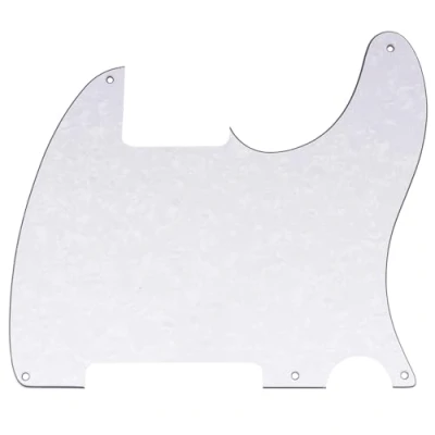 Abbildung von Musiclily 5 Löcher American Vintage Tele Pickguard T Style Gitarren Schlagbrett für Fender USA/Mexican Telecaster Esquire E Gitarre,4 lagig White Pearl