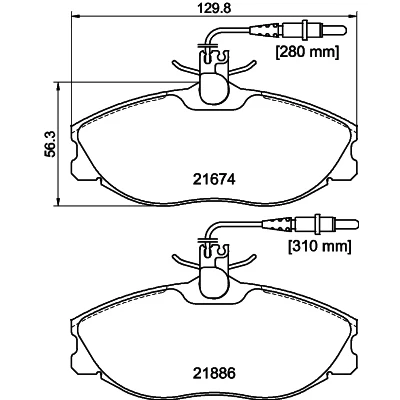 Abbildung von HELLA 8DB 355 018 221 Bremsbelagsatz mit integriertem Verschleißwarnkontakt Bremssattelschrauben Zubehör PEUGEOT: 607 Limousine, 406 Kombi