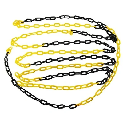 Abbildung von TOPWAY Absperrkette Kunststoffkette 50 Meter 6mm x 50m gut sichtbare Schwarz und Gelb Kunststoff Gliederkette für Warnsicherheit, Parkplatz, Massenkontrolle, Verkehr, Warteschlangen 363085