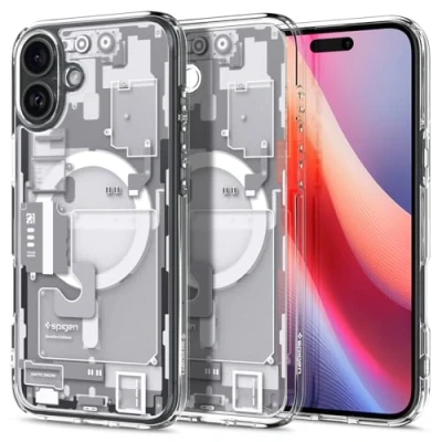 Abbildung von Spigen für iPhone 16 Plus Hülle [Anti Yellowing] Ultra Hybrid MagFit Case Handyhülle Transparent Dünn Slim Kompatibel mit MagSafe Zero One White