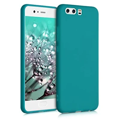 Abbildung von kwmobile Hülle kompatibel mit Huawei P10 weiches TPU Silikon Case Cover geeignet für kabelloses Laden Petrol matt
