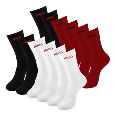 Abbildung von HUGO Socken 6P QS RIB Logo CC (Packung, 6 Paar, 6er Pack) mit eingestricktem