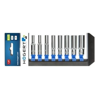 Abbildung von Hogert Technik HT1A886 Steckschlüsseleinsatz Set 8 Sechskant Chrom Vanadium Stahl 1/4 Vierkant