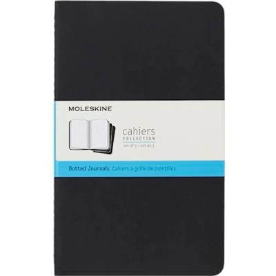 Abbildung von Moleskine Cahier mit gepunktetem Gittermuster, Kartonumschlag, 16 abtrennbare Seiten, Set aus 3 Heften, Großformat 13x21 cm, Farbe Schwarz