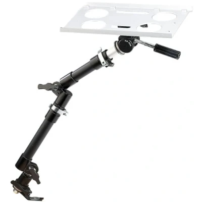 Abbildung von Lescars Laptophalter: Universal Notebook Kfz Halterung mit Kamerastativ (Laptop Schwenkarm, Notebookhalter, Laptoptisch Beifahrersitz)