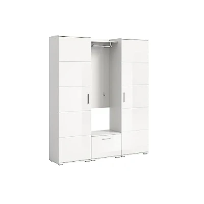 Abbildung von xonox.home Garderobe Prego X988A9G11 4tlg. Garderobenkombination Set in Front weiß Hochglanz Nb.