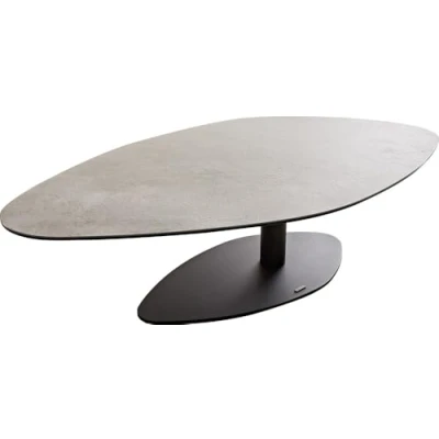 Abbildung von DELIFE Couchtisch Vibana, Keramik Aspetto Concreto Betonfarbig 140x80 cm Gestell Metall Schwarz