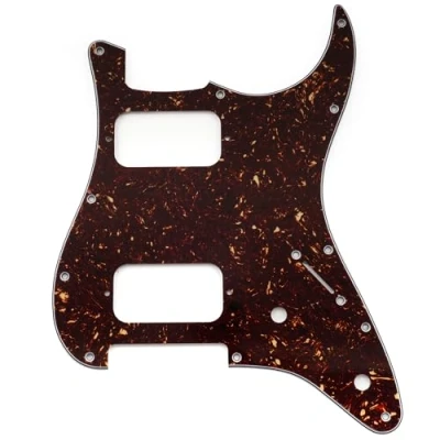 Abbildung von Musiclily Pro 11 Löcher ST Schlagbrett HH Gitarren Pickguard mit Runde Ecke 2 Unbedeckter Humbucker Potis Aussparungen für Fender Squier Strat Style E Gitarre, 4 lagig Tortoise Shell