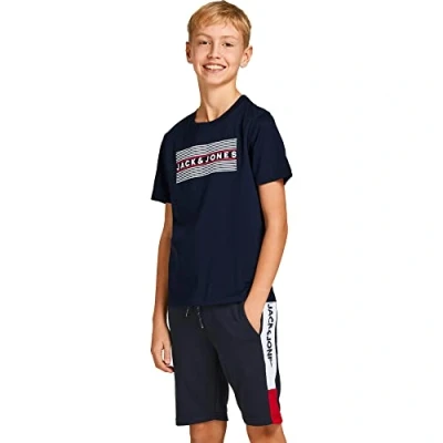 Abbildung von Jack &amp; Jones Junior Jjecorp LOGO TEE Oneck Tshirt print für Kinder, Größe: 128, Navy blazer