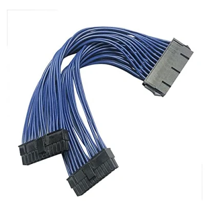 Abbildung von Zahara Dual PC Power Supply Verlängerungs Kabel für ATX 24 Pin 1 auf 2 Port PSU Stecker Buchse Y Splitter Stromkabel Motherboard Extension Cable Female to Male 1Ft