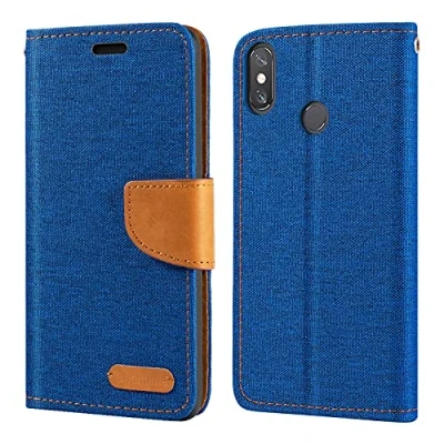 Abbildung von Shantime Xiaomi Mi Max 3 Hülle, Oxford Leder Wallet Case mit Soft TPU Back Cover Magnet Flip für Blau