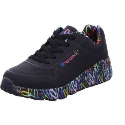 Abbildung von Skechers Mädchen Uno Lite Lovely Luv Sneaker, Black Synthetic Multi Trim, 36.5 EU