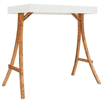 Abbildung von vidaXL Bugholz Schaukelgestell mit Creme Dach Holzgestell Gestell Rahmen für Hollywoodschaukel Schaukelbank Gartenschaukel Teak Finish Massivholz